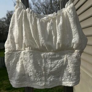 White Textured Crop Top